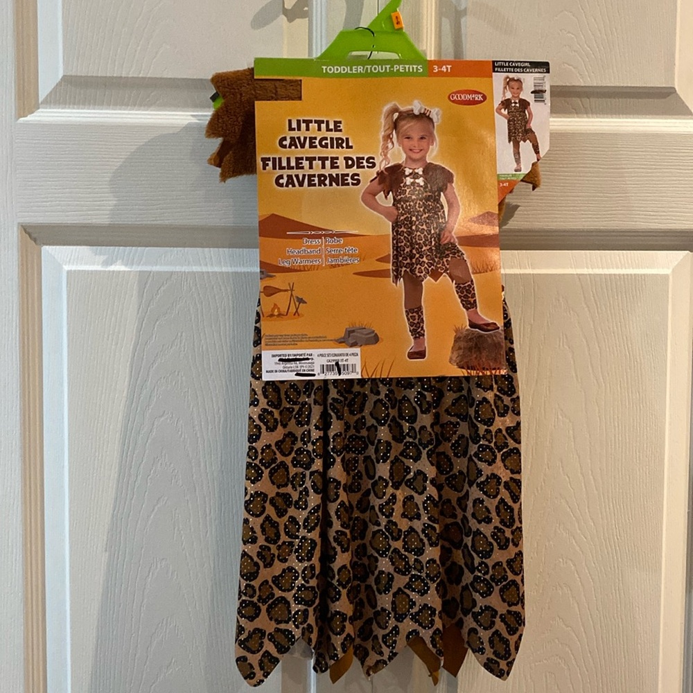 Little Cavegirl Girls Halloween Costume Size 3-4T